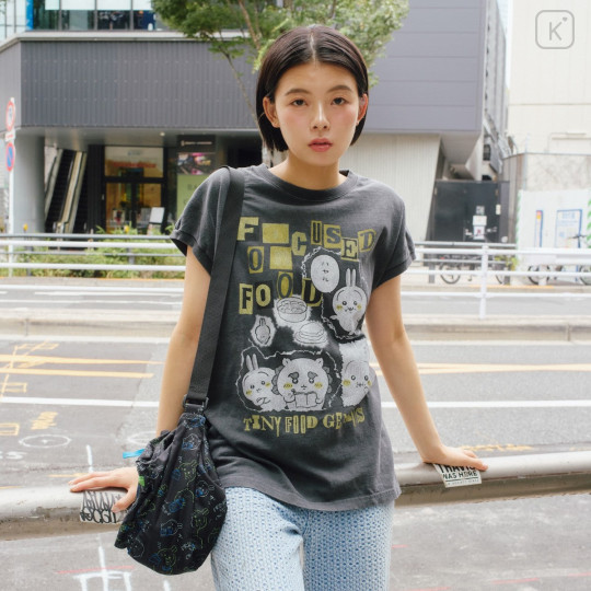 Japan Chiikawa Wide Sleeveless Top (M) - Shisa & Usagi : Focused On Food Sumi Black - 7