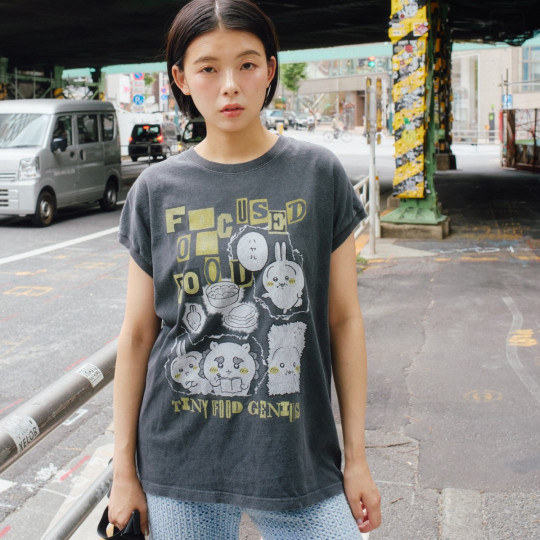 Japan Chiikawa Wide Sleeveless Top (M) - Shisa & Usagi : Focused On Food Sumi Black - 8