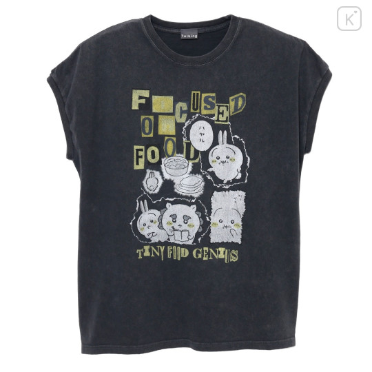 Japan Chiikawa Wide Sleeveless Top (L) - Shisa & Usagi : Focused On Food Sumi Black - 1