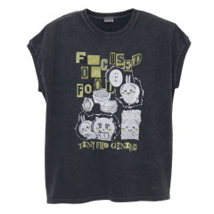 Japan Chiikawa Wide Sleeveless Top (L) - Shisa & Usagi : Focused On Food Sumi Black