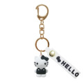 Japan Sanrio Figure Mascot Keychain & Logo Tag - Hello Kitty : Monochrome Black White - 1