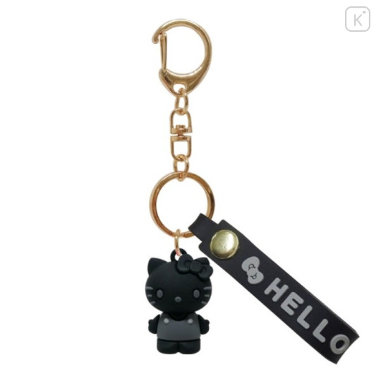 Japan Sanrio Figure Mascot Keychain & Logo Tag - Hello Kitty : Monochrome Black - 1