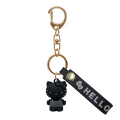 Japan Sanrio Figure Mascot Keychain & Logo Tag - Hello Kitty : Monochrome Black
