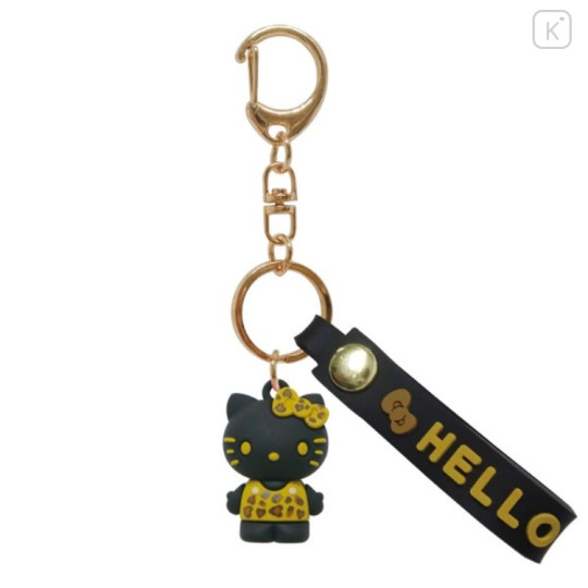 Japan Sanrio Figure Mascot Keychain & Logo Tag - Hello Kitty : Monochrome Leopard - 1