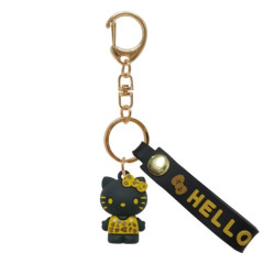 Japan Sanrio Figure Mascot Keychain & Logo Tag - Hello Kitty : Monochrome Leopard