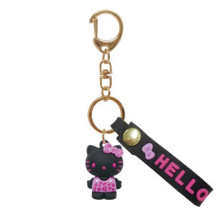 Japan Sanrio Figure Mascot Keychain & Logo Tag - Hello Kitty : Monochrome Leopard Pink