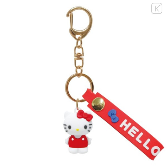 Japan Sanrio Figure Mascot Keychain & Logo Tag - Hello Kitty : Red - 1