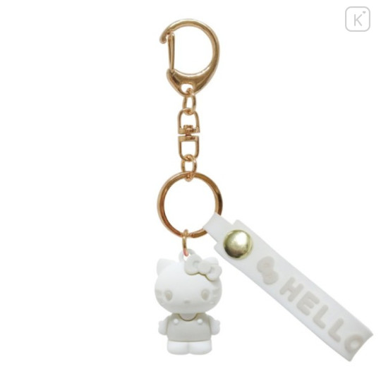 Japan Sanrio Figure Mascot Keychain & Logo Tag - Hello Kitty : Monochrome White - 1