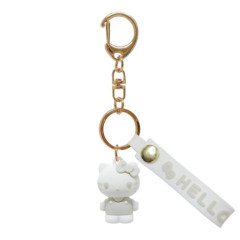 Japan Sanrio Figure Mascot Keychain & Logo Tag - Hello Kitty : Monochrome White