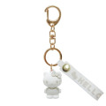Japan Sanrio Figure Mascot Keychain & Logo Tag - Hello Kitty : Monochrome White - 1