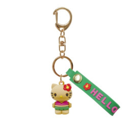 Japan Sanrio Figure Mascot Keychain & Logo Tag - Hello Kitty : Swimsuit Tan Sunburned
