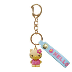 Japan Sanrio Figure Mascot Keychain & Logo Tag - Hello Kitty : Swimsuit Tan Sunburned Pink