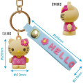 Japan Sanrio Figure Mascot Keychain & Logo Tag - Hello Kitty : Swimsuit Tan Sunburned Pink - 2