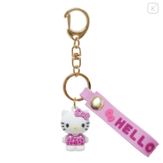 Japan Sanrio Figure Mascot Keychain & Logo Tag - Hello Kitty : Leopard Pink - 1