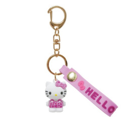 Japan Sanrio Figure Mascot Keychain & Logo Tag - Hello Kitty : Leopard Pink