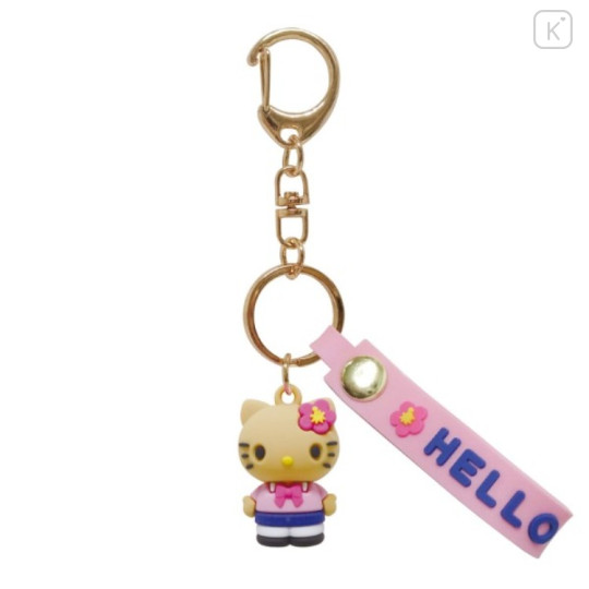 Japan Sanrio Figure Mascot Keychain & Logo Tag - Hello Kitty : Retro Heisei Kogal Tan Sunburned - 1