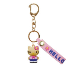 Japan Sanrio Figure Mascot Keychain & Logo Tag - Hello Kitty : Retro Heisei Kogal Tan Sunburned
