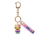Japan Sanrio Figure Mascot Keychain & Logo Tag - Hello Kitty : Retro Heisei Kogal Tan Sunburned - 1