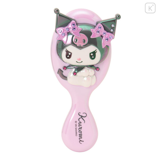 Japan Sanrio Original Hairbrush with Stones - Kuromi - 2