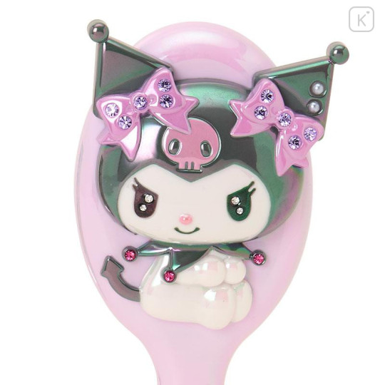 Japan Sanrio Original Hairbrush with Stones - Kuromi - 4