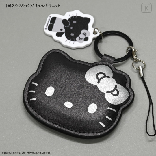 Japan Sanrio Mobile PU Leather Strap - Hello Kitty : Black - 4