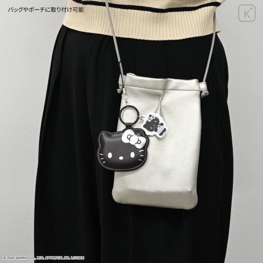 Japan Sanrio Mobile PU Leather Strap - Hello Kitty : Black - 5
