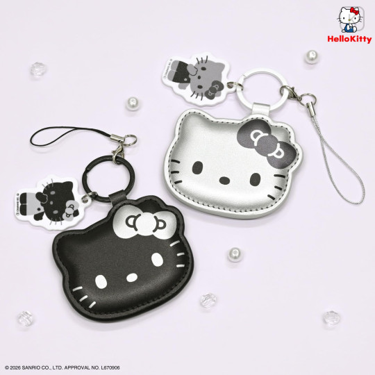 Japan Sanrio Mobile PU Leather Strap - Hello Kitty : Black - 6
