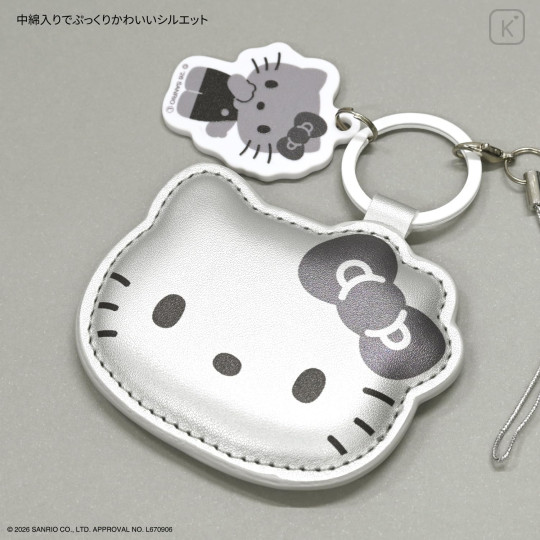 Japan Sanrio Mobile PU Leather Strap - Hello Kitty : Gray - 4
