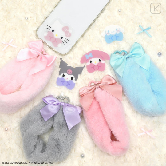 Japan Sanrio Multi Ring Plus with Fur Hand Strap - Hello Kitty - 5