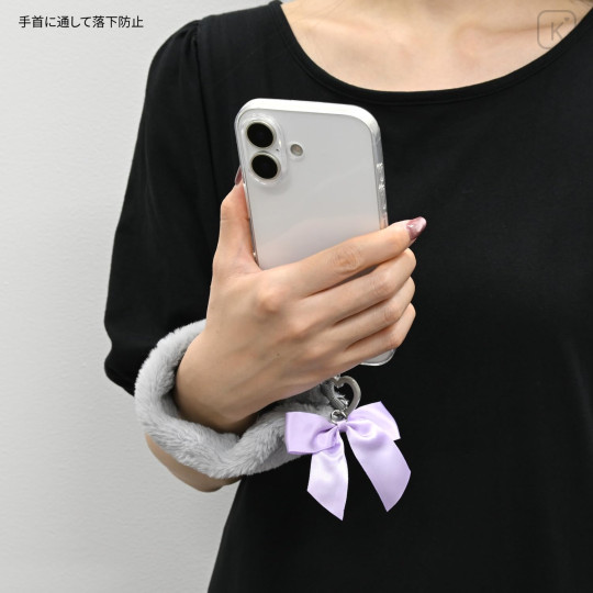 Japan Sanrio Multi Ring Plus with Fur Hand Strap - Kuromi - 3