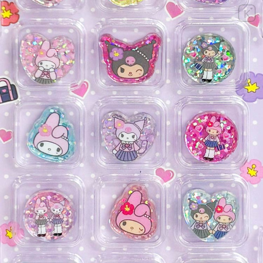 Japan Sanrio Crystal Sticker - Kuromi & My Melody - 2