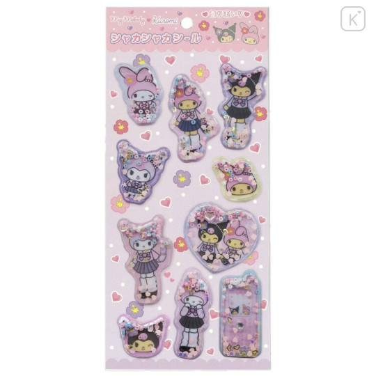 Japan Sanrio Shaker Sticker - Kuromi & My Melody - 1