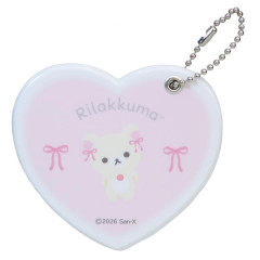Japan San-X Heart-Shaped Slide Mirror - Korilakkuma : Ribbon Light Pink