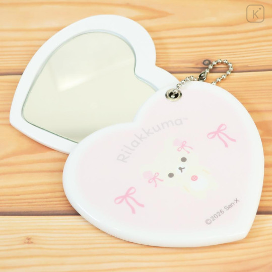 Japan San-X Heart-Shaped Slide Mirror - Korilakkuma : Ribbon Light Pink - 3