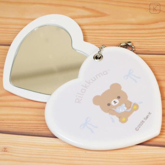 Japan San-X Heart-Shaped Slide Mirror - Chairoikoguma : Ribbon - 3