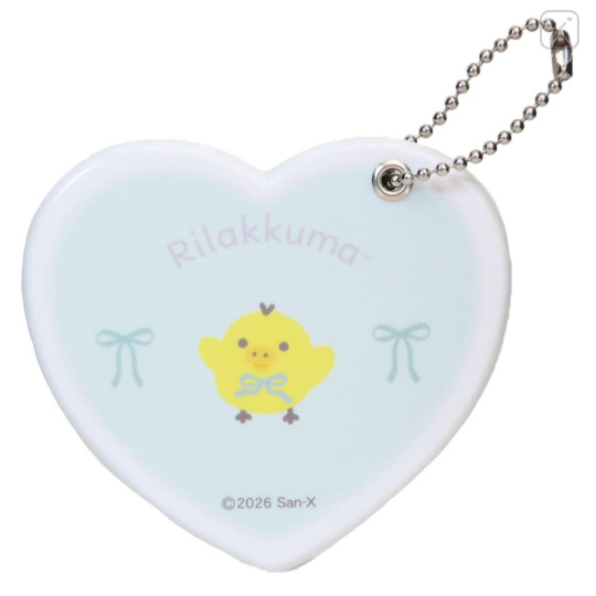 Japan San-X Heart-Shaped Slide Mirror - Kiiroitori : Ribbon Mint - 1
