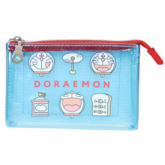 Japan Doraemon 3-Pocket Mini Clear Flat Pouch - Doraemon : Secret Gadgets Blue