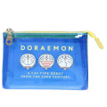 Japan Doraemon 3-Pocket Mini Clear Flat Pouch - Doraemon : Funny Face Blue - 1