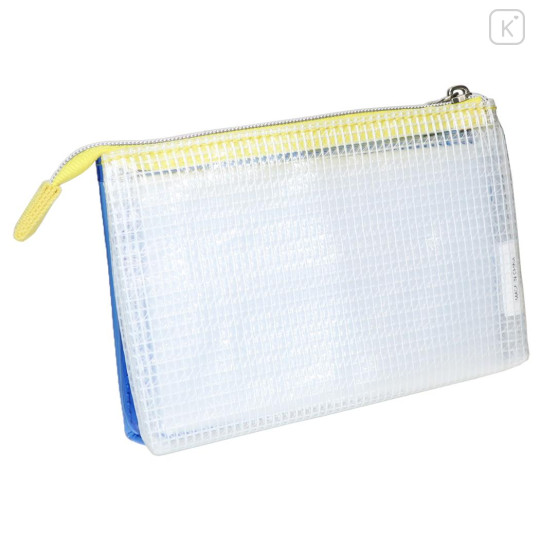 Japan Doraemon 3-Pocket Mini Clear Flat Pouch - Doraemon : Funny Face Blue - 2
