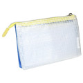 Japan Doraemon 3-Pocket Mini Clear Flat Pouch - Doraemon : Funny Face Blue - 2