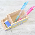 Japan Peanuts Desktop Organizer & Pen Stand - Snoopy & Woodstock : Wooden School Bus - 3
