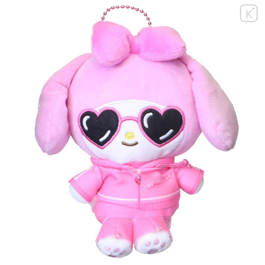 Japan Sanrio Plush Pouch & Bag Charm - My Melody : Heart Sunglasses Y2K Athleisure - 1
