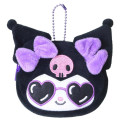 Japan Sanrio Face-Shaped Mini Pouch - Kuromi : Heart Sunglasses Y2K Athleisure - 1