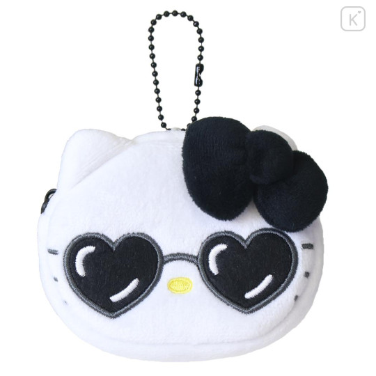 Japan Sanrio Face-Shaped Mini Pouch - Hello Kitty : Heart Sunglasses Y2K Athleisure Black - 1