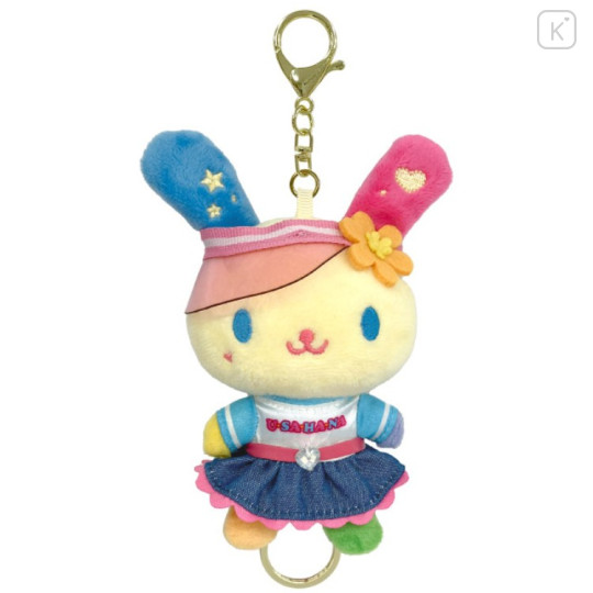 Japan Sanrio Plush Mascot Retractable Reel Keychain - Usahana : Sporty - 1