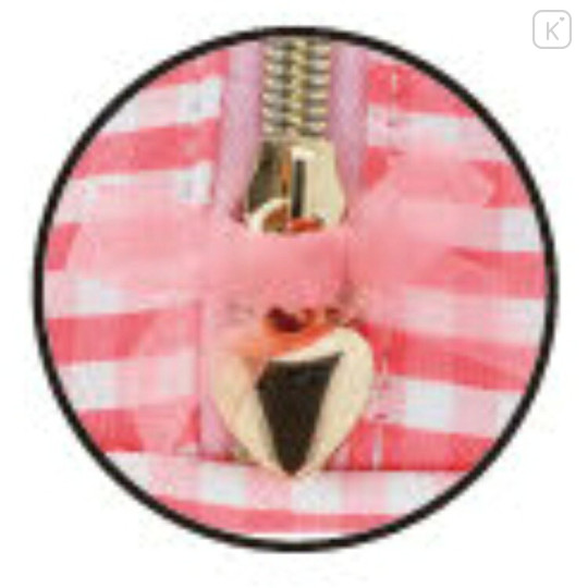 Japan Sanrio Cosmetic Pouch - Hello Kitty & Tiny Chum : Gingham Red - 2