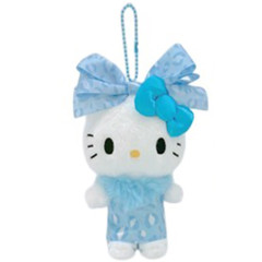 Japan Sanrio Mascot Ball Chain - Hello Kitty : Blue Leopard Ribbon