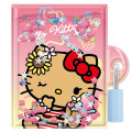 Japan Sanrio Lockable Diary Mochimochi Memo Pad - Hello Kitty : Floating Sequins Tan Sunburned Sparkling Tropical - 1