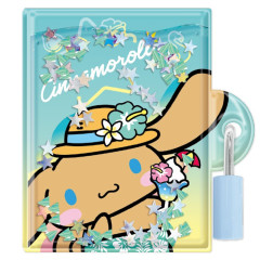 Japan Sanrio Lockable Diary Mochimochi Memo Pad - Cinnamoroll : Floating Sequins Tan Sunburned Sparkling Tropical