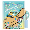 Japan Sanrio Lockable Diary Mochimochi Memo Pad - Cinnamoroll : Floating Sequins Tan Sunburned Sparkling Tropical - 1